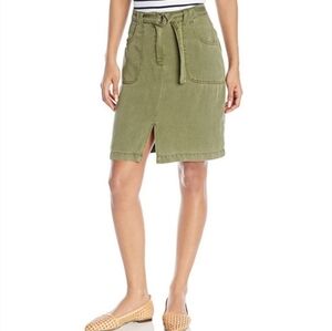 SANCTUARY Holly Linen Blend Skirt Knee Length‎ Olive Green Womens Size M Utility
